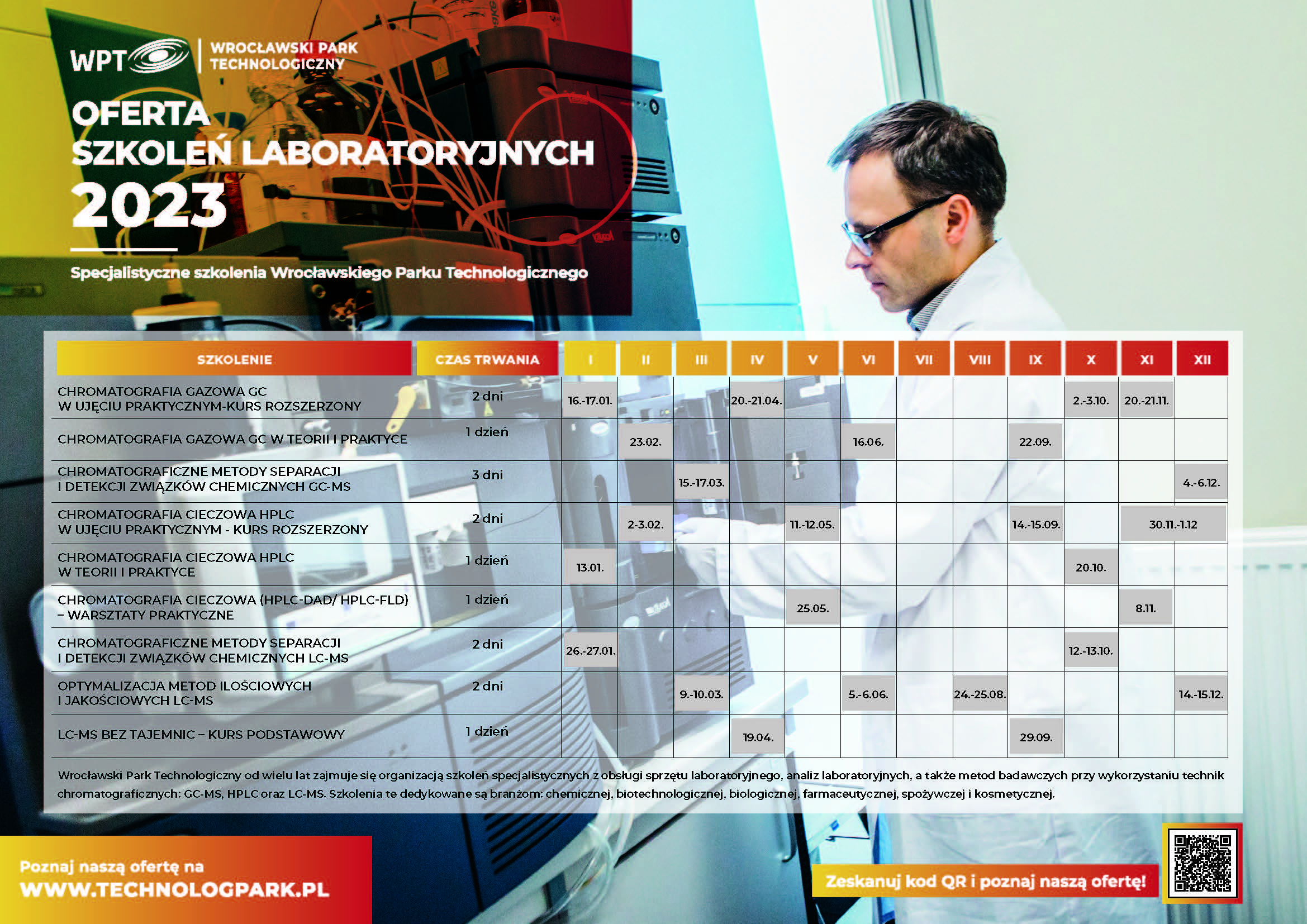 Plakat szkolenia laboratoryjne 2023 – tabela (1) Sprawdź ofertę szkoleń WPT na 2023 rok!
