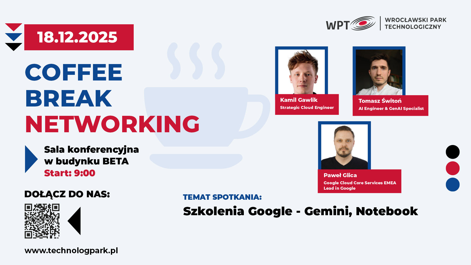 Praktyczne wprowadzenie do Google Gemini i NotebookLM w ramach Coffee Break Networking. Poznaj narzędzia AI Google i naucz się wykorzystywać je w codziennej pracy.