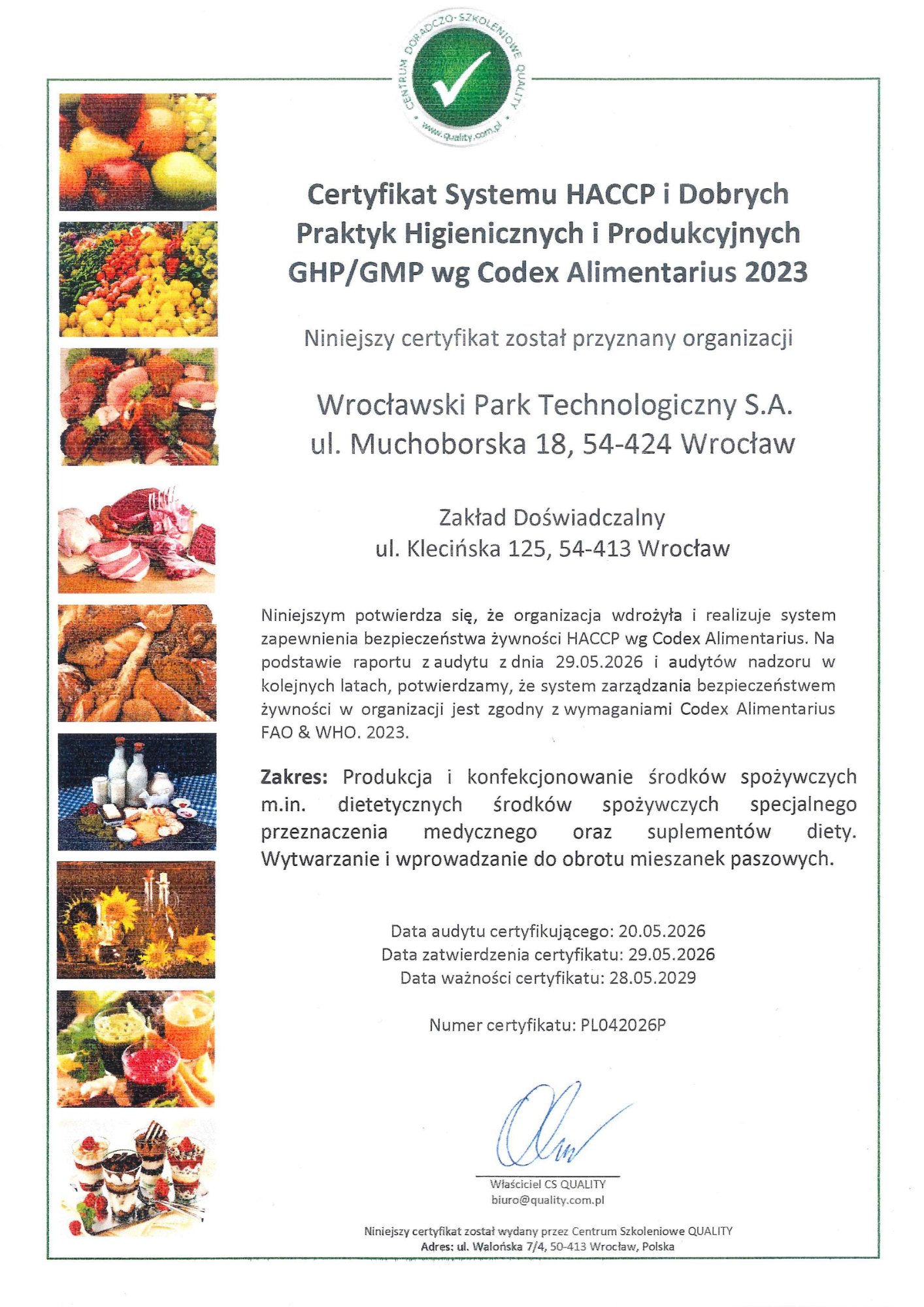 Certyfikat WPT 1